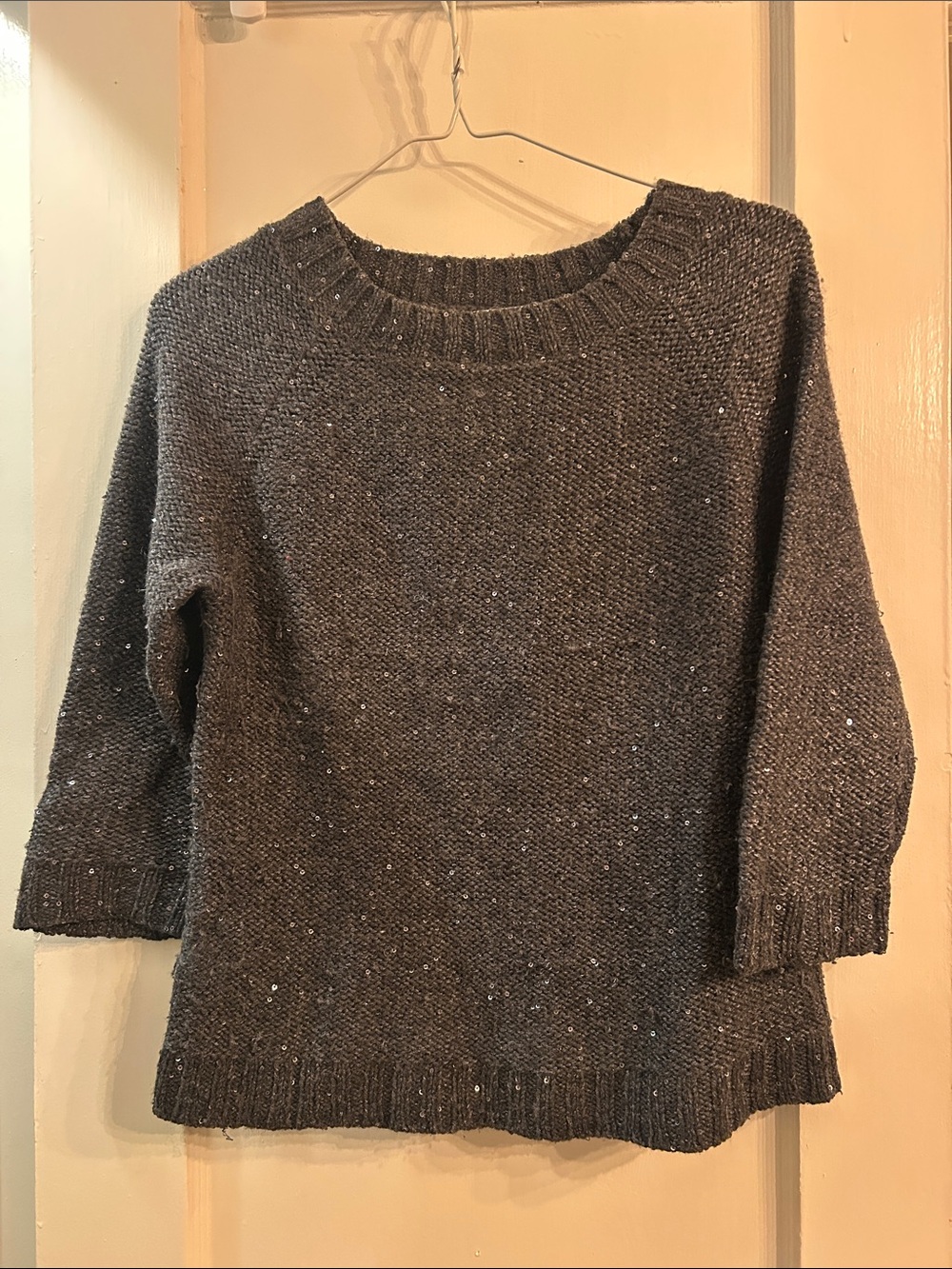 Talbots Dark Gray Sequin Crewneck Sweater